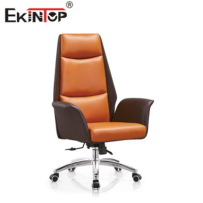 Hoher Rücken Kissenverstellbare Höhe Orange und Braun Lederstuhl