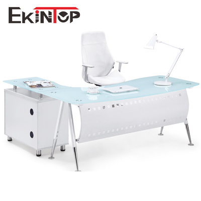 Kabriolett-ausgeglichener Glasschreibtisch für Größe des Computer-2400mm×2055mm×750mm
