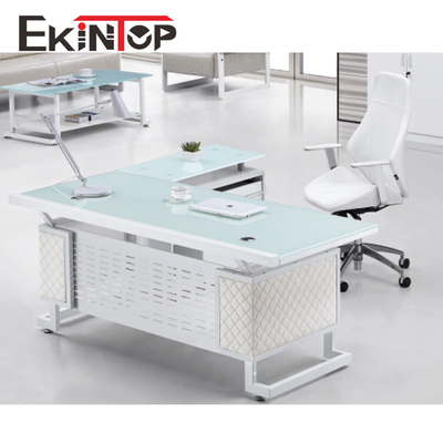 Kabriolett-ausgeglichener Glasschreibtisch für Größe des Computer-2400mm×2055mm×750mm