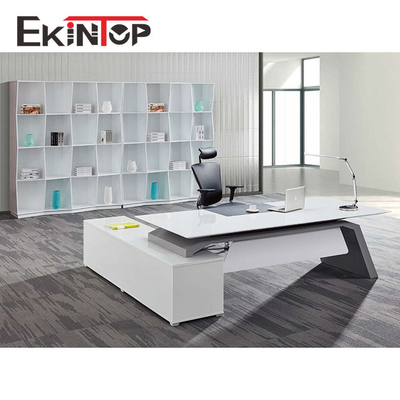Gebogener weißer Exekutivschreibtisch, Soem-ODM des Büro-Möbel-leeren Anfangsetiketts