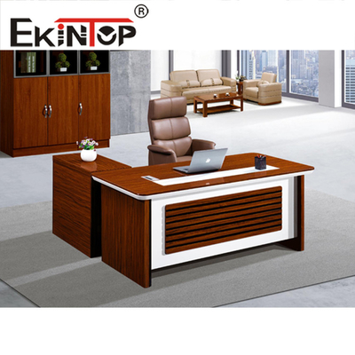 Chefschreibtisch und Stuhl aus Holzfurnier Top Schreibtisch aus Holz mit Aktenschrank