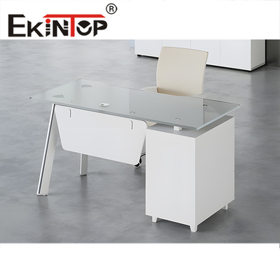 Büro-Computertisch-moderner Exekutivglasschreibtisch Ekintop L-förmiger