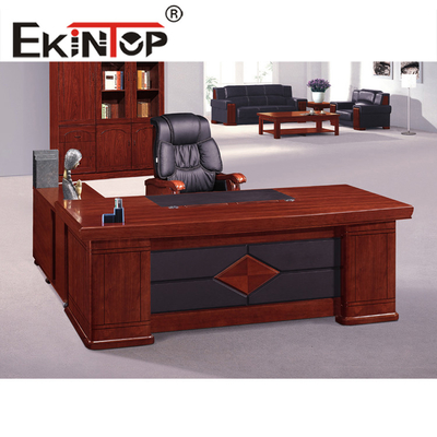 Bemalter großer Büro-Schreibtisch-Massivholz-Furnier-Oberseiten-Kombinations-Leder-Stuhl