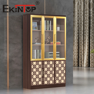 Stahlplatten-Glastür-Schränke aus Holz Büro-Bücherschrank