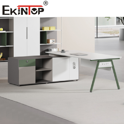Moderner Schreibtisch-L-förmige hölzerne Eisen-Manager-Executive Desk Office-Möbel