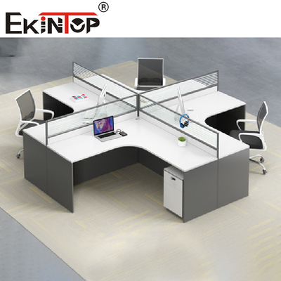 Weißer grauer L-förmiger Büro-Arbeitsplatz-Personal-Schreibtisch-Zeitgenosse