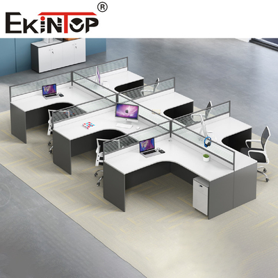 Weißer grauer L-förmiger Büro-Arbeitsplatz-Personal-Schreibtisch-Zeitgenosse