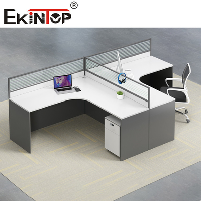 Weißer grauer L-förmiger Büro-Arbeitsplatz-Personal-Schreibtisch-Zeitgenosse