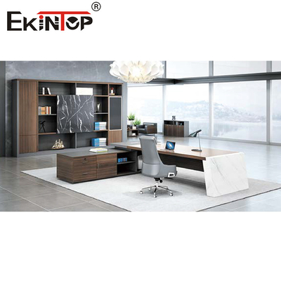 Ausdehnbare L-förmige moderne Exekutivschreibtisch-Büro-Möbel Gray Brown