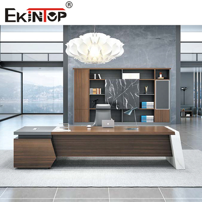Ausdehnbare L-förmige moderne Exekutivschreibtisch-Büro-Möbel Gray Brown