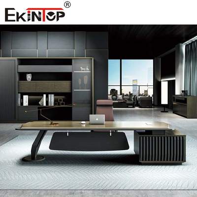 Ausdehnbare L-förmige moderne Exekutivschreibtisch-Büro-Möbel Gray Brown