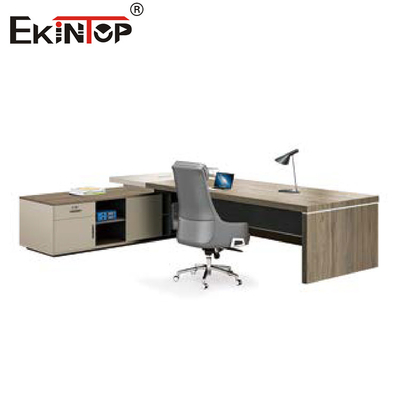 Hellbrauner ausdehnbarer Computertisch mit Fächern für Office Home