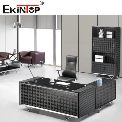 Moderner L-förmiger Büro-Glasschreibtisch-Hauptschreibtisch-Möbel Clear Blacks