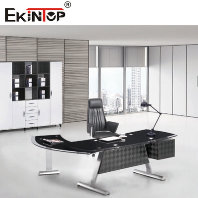 Glatter weißer Schwarzglas-Schreibtisch moderner CEO Executive Office Furniture