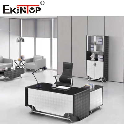 Glatter weißer Schwarzglas-Schreibtisch moderner CEO Executive Office Furniture