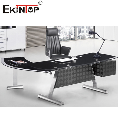 Glatter weißer Schwarzglas-Schreibtisch moderner CEO Executive Office Furniture