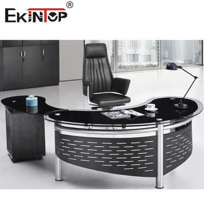 Moderne Exekutivglasbein-L-förmiger Büro-Computertisch des schreibtisch-4 für CEO