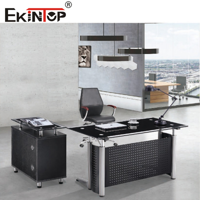 Büromöbel Glas Computerschreibtisch mit L-förmiger Schublade