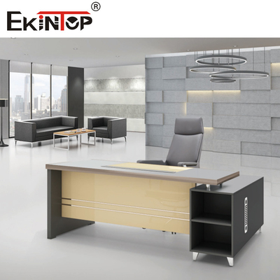 Moderner L-förmiger Büro-Glasschreibtisch-Hauptschreibtisch-Möbel Clear Blacks