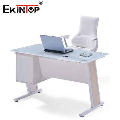 Weiß-Blauglas-Büro-Tisch mit Schublade Executive Home Office Schreibtisch