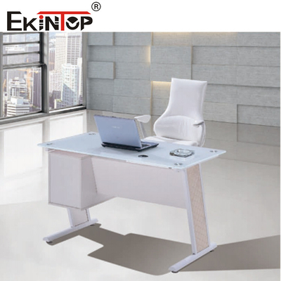 Weiß-Blauglas-Büro-Tisch mit Schublade Executive Home Office Schreibtisch