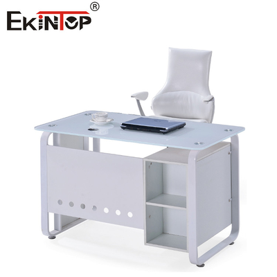 Weiß-Blauglas-Büro-Tisch mit Schublade Executive Home Office Schreibtisch