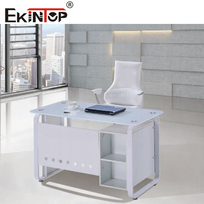 Weiß-Blauglas-Büro-Tisch mit Schublade Executive Home Office Schreibtisch