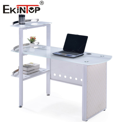 Blau-Weiß Glas Bürotisch mit 8mm Schreibtisch angepasst