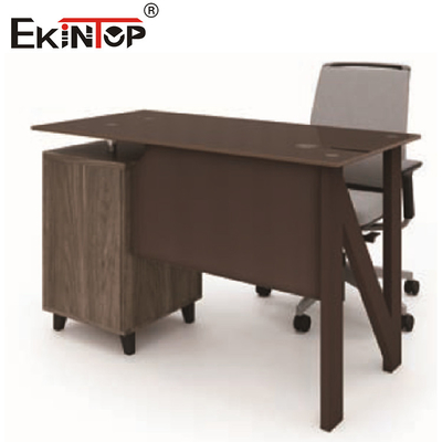 Braun Glas Computer-Tisch mit Holz-Metall-Schublade