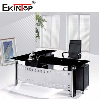Metallbeine mit Schrank Glas Schreibtisch Modernes Büro Computer Schreibtisch