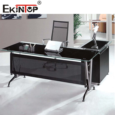 Metallbeine mit Schrank Glas Schreibtisch Modernes Büro Computer Schreibtisch