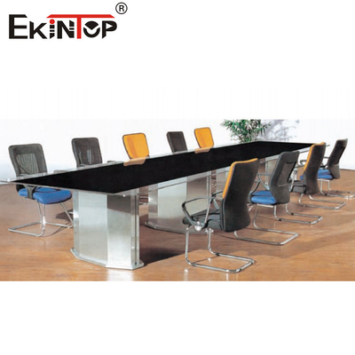 Rechteckiger schwarzer Konferenztisch Elegante Geschäftsatmosphäre 10 Plätze