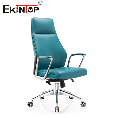 Moderner PVC-Leder-Bürostuhl mit Hochrücken, drehbarer Aluminiumbasis von 350 mm