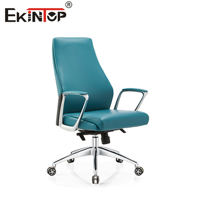 Moderner PVC-Leder-Bürostuhl mit Hochrücken, drehbarer Aluminiumbasis von 350 mm