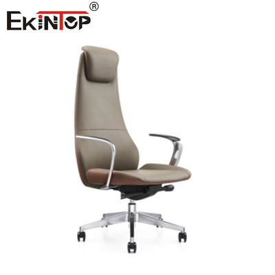 Einstellbare Höhe Braun Büro-Lounge-Stuhl Leder Material Einfacher Stil