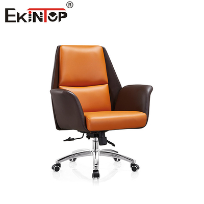 Hoher Rücken Kissenverstellbare Höhe Orange und Braun Lederstuhl