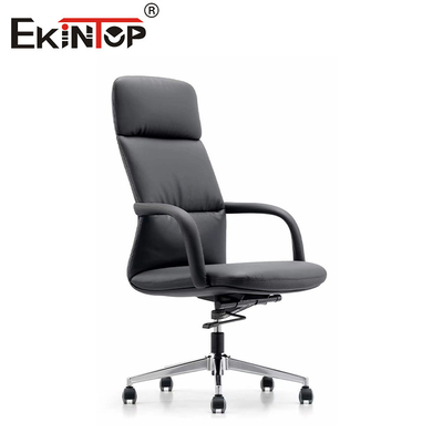 Business Ergonomische schwarze PU-Leder Bürostuhl mit Rädern Empfangssitz