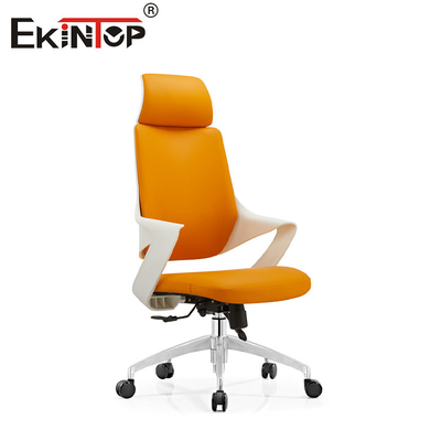 OEM Orange Leder Bürostuhl mit Metallbeinen Stille Räder