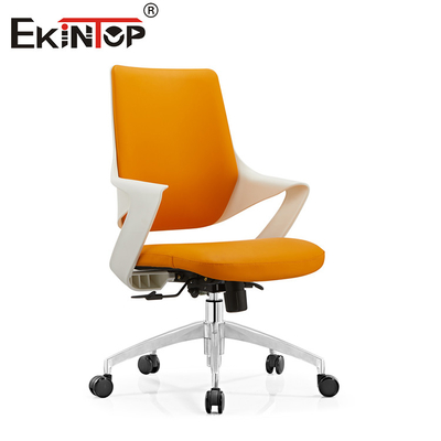 OEM Orange Leder Bürostuhl mit Metallbeinen Stille Räder