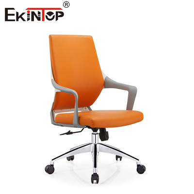 High Back Orange Leder Bürostuhl mit Rädern Moderner Stil