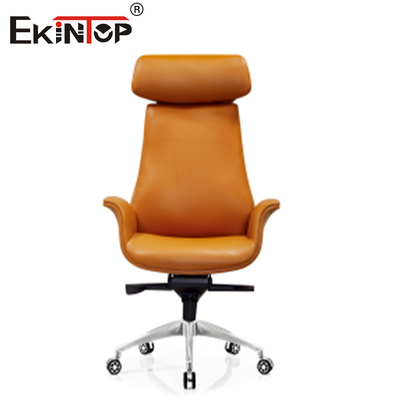 Komfortable Bürostühle aus synthetischem Leder, verstellbare drehbare orangefarbene Räder
