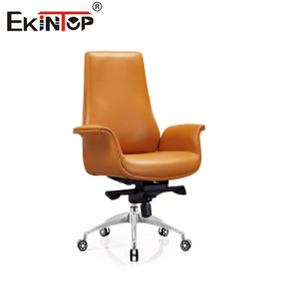 Komfortable Bürostühle aus synthetischem Leder, verstellbare drehbare orangefarbene Räder