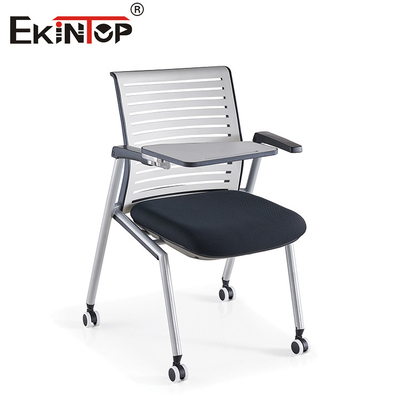 Pulverbeschichtung Rahmen Training Chair Mesh Rückenlehne mit Schreibtablet Armlehne und drehbare Rollen