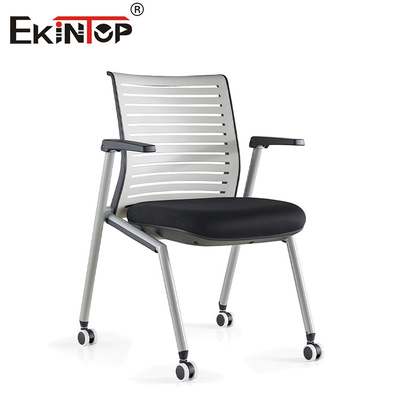 Pulverbeschichtung Rahmen Training Chair Mesh Rückenlehne mit Schreibtablet Armlehne und drehbare Rollen