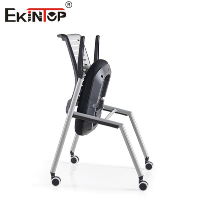 Pulverbeschichtung Rahmen Training Chair Mesh Rückenlehne mit Schreibtablet Armlehne und drehbare Rollen