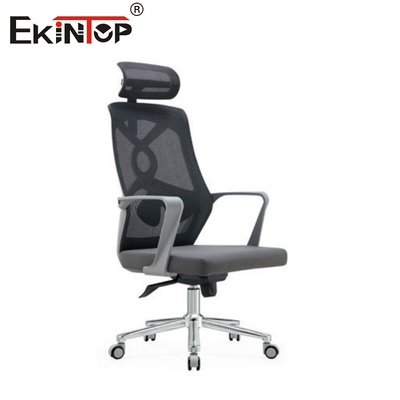 Grauer Bürostuhl mit hohem Rücken ergonomischer Mesh mit Kopfstütze für die Arbeit