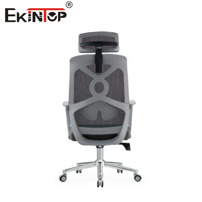 Grauer Bürostuhl mit hohem Rücken ergonomischer Mesh mit Kopfstütze für die Arbeit