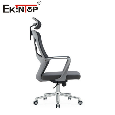 Grauer Bürostuhl mit hohem Rücken ergonomischer Mesh mit Kopfstütze für die Arbeit