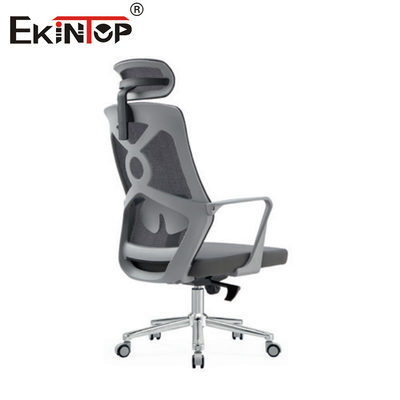 Grauer Bürostuhl mit hohem Rücken ergonomischer Mesh mit Kopfstütze für die Arbeit