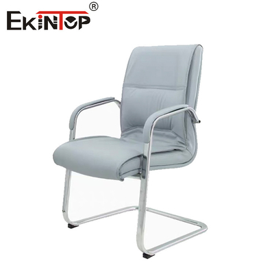 OEM Schwarzes Leder Bürostuhl mit Armlehnen und Metallrahmen Business-Stil